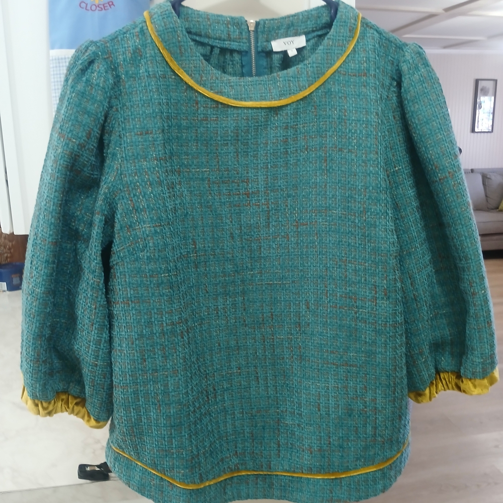 Teal and Yellow Women's Blouse